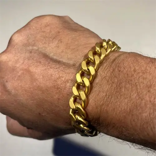 Mat golden square armbånd i ædelstål / 1,2 cm