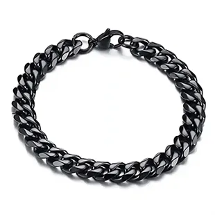 Cuban Chain Herrearmbånd i Blackcoated Rustfri Stål – 7 mm 