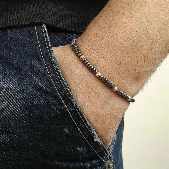 Billede af Golden hamatit armbånd med 4mm perler