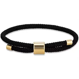 Sort herrearmbånd i bomuld med forgyldt stållås, 18–20 cm