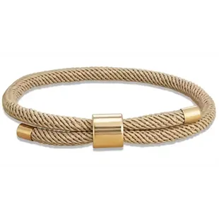 Sandfarvet herrearmbånd i bomuld med forgyldt stållås, 18–20 cm