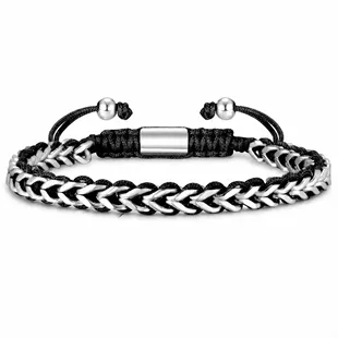 Sindre – sort armbånd i rustfrit stål og bomuld