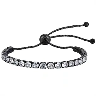 herrearmbånd i sort snor med klare CZ sten – perfekt sammen med andre armbånd