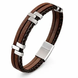Milano Fusion brown – Læderarmbånd med  Rustfrit Stål
