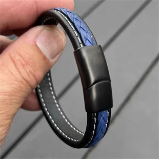 Blue Major læderarmbånd flet