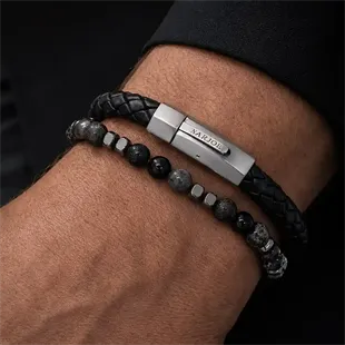 Thomaz Rå læder og sten i perfekt kombination armbåndsæt
