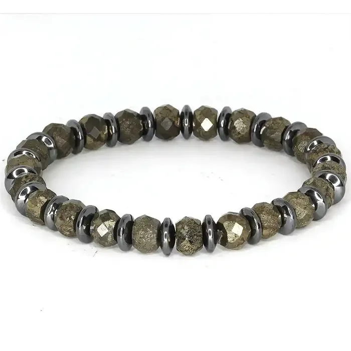 Eksklusivt herrearmbånd i hematit  -  8 mm