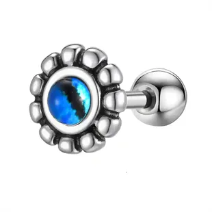 Ørestik til mænd i rustfri stål med blå centersten – Blue Nova Stud (sælges pr. stk).