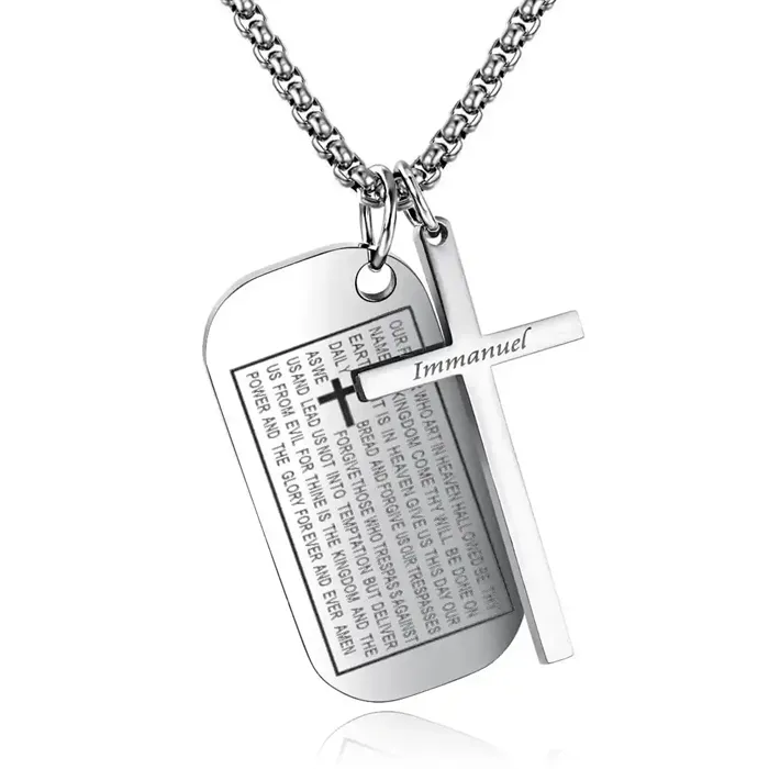 Bible Dog Tags and Cross / halskæde