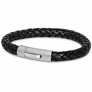 Riffle læderarmbånd sort.