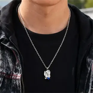 Urban Stål med Blå Sten Vedhæng – Edge Design