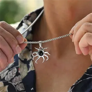 Herrehalskæde i rustfri stål med blæksprutte vedhæng