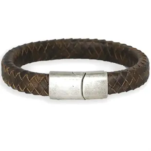Oxy Major Brun læderarmbånd med mat stållås