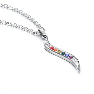 Pride Wave halskæde i rustfrit stål med regnbuefarvede sten – LGBT+ smykke