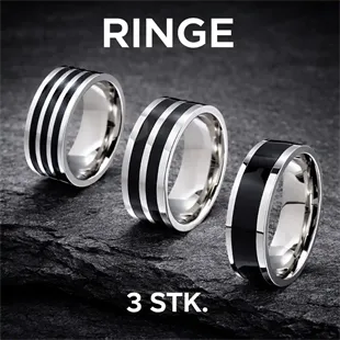 Stil-ringe i rustfri stål 3 stk.