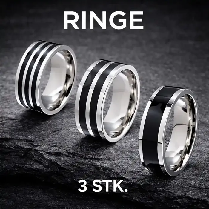 Stil-ringe i rustfri stål 3 stk.