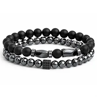 Noir Hematit Armbåndssæt – Sort & Gunmetal