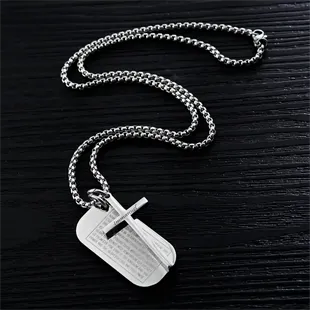 Bible Dog Tags and Cross / halskæde