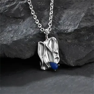 Urban Stål med Blå Sten Vedhæng – Edge Design