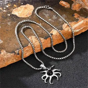 Herrehalskæde i rustfri stål med blæksprutte vedhæng