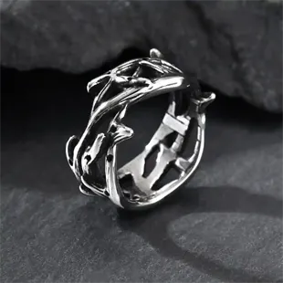 Herrering til mænd i oxyderet rustfrit stål