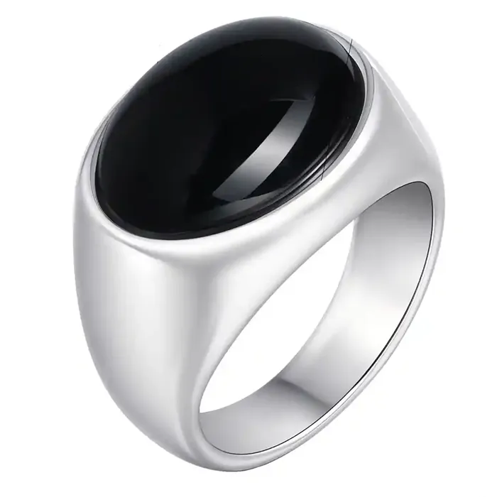 Herrering med sort sten