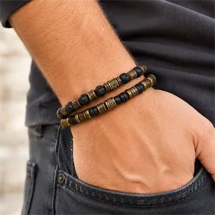 Lava Spirit – Herrearmbånd i lave- og natursten 6mm