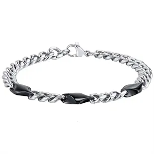 Herrearmbånd i rustfrit stål med sorte detaljer
