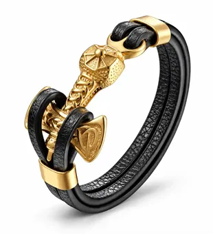 Thors-hammer armbånd forgyldt stål