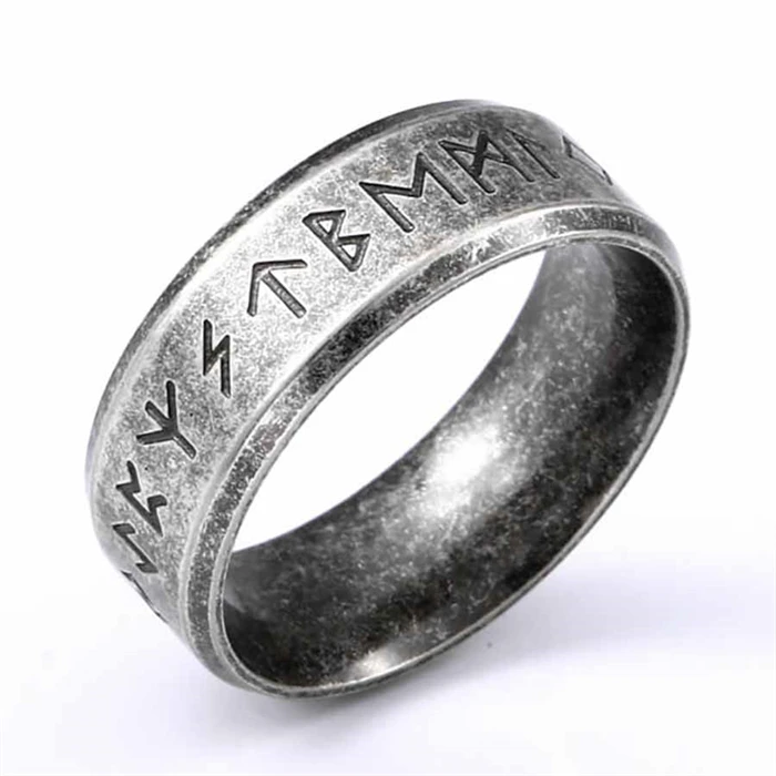 Billede af Vikinge ring i oxyderet stål.